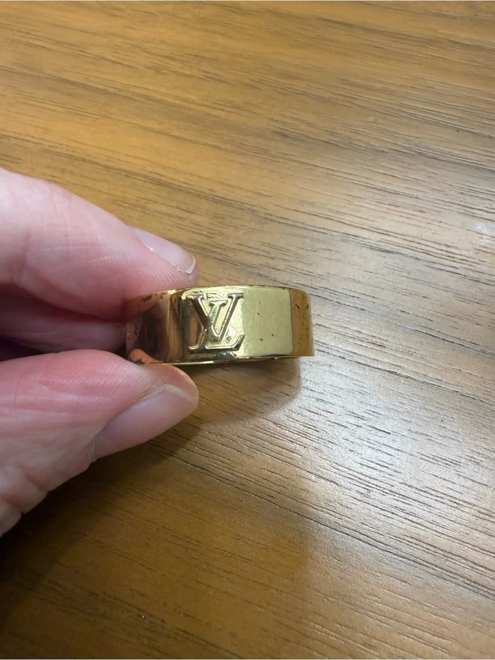Louis Vuitton Gold Logo Wide Men's Cuff Bracelet